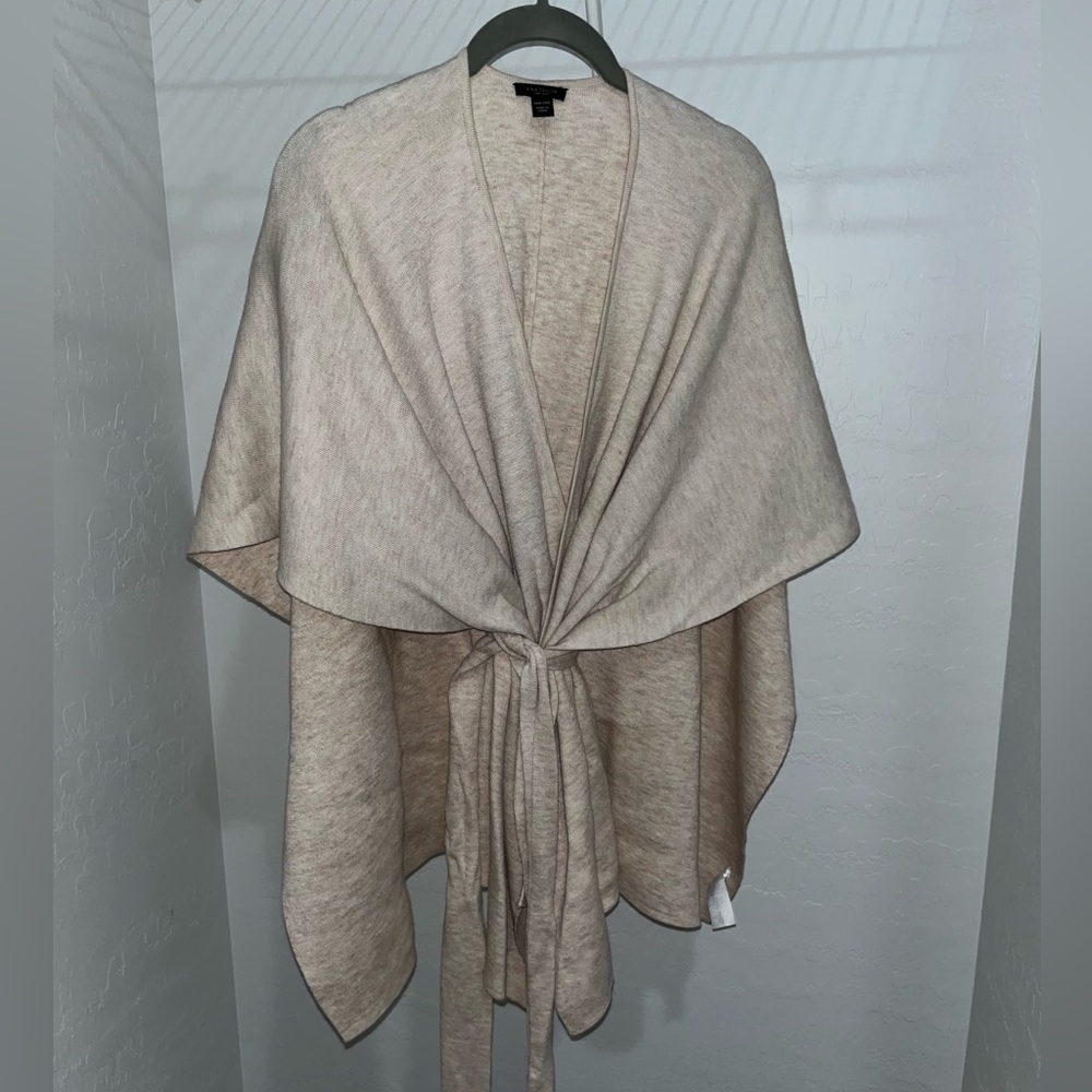 Beige Belted Poncho